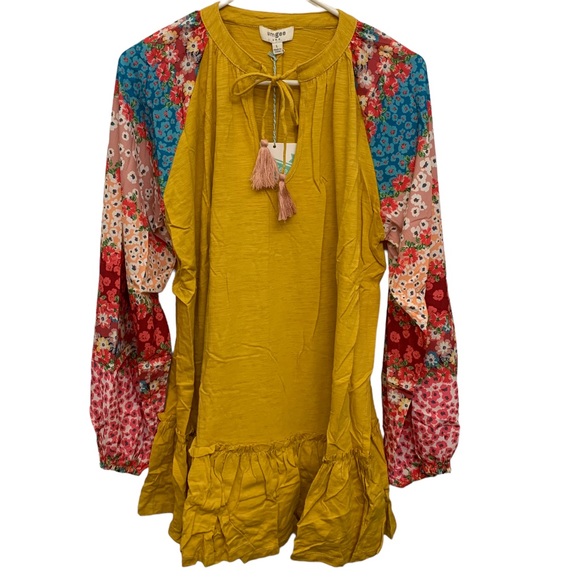 Umgee Floral Puff Sleeve Tunic Dress NWT - Picture 7 of 11